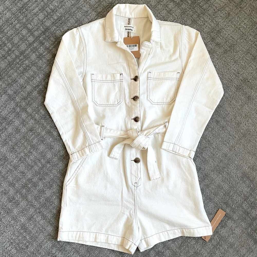 REFORMATION Sofia Jumpsuit in Ivory - Picture 4 of 6